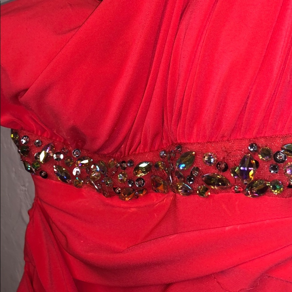 City Triangles Orange One Shoulder Dance Dress - Picture 4 of 8
